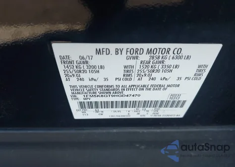 2017 Ford Explorer Sport from USA, damaged, VIN 1FM5K8GT9HGD47470